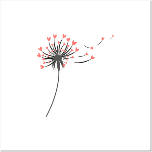 Red dandelion with hearts Posters and Art